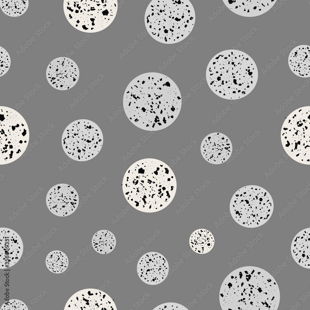 Conceptual moon crater vector seamless pattern background. Backdrop with scattered grunge style lunar landscape meteor imprints. All over print of lunar circles for outer space universe concept. Conceptual moon crater vector seamless pattern background. Backdrop with scattered grunge style lunar landscape meteor imprints. All over print of lunar circles for outer space universe concept.