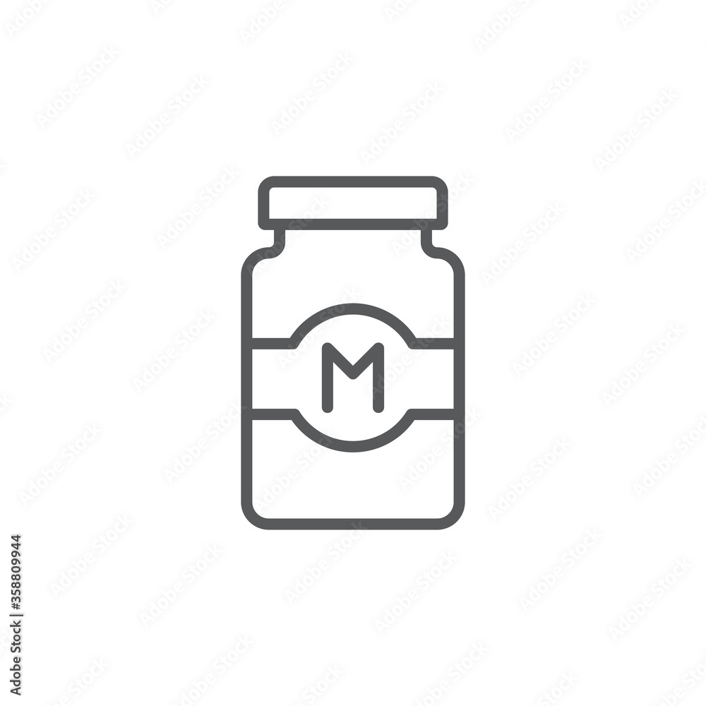 Mayonnaise jar vector icon symbol isolated on white background Mayonnaise jar vector icon symbol isolated on white background