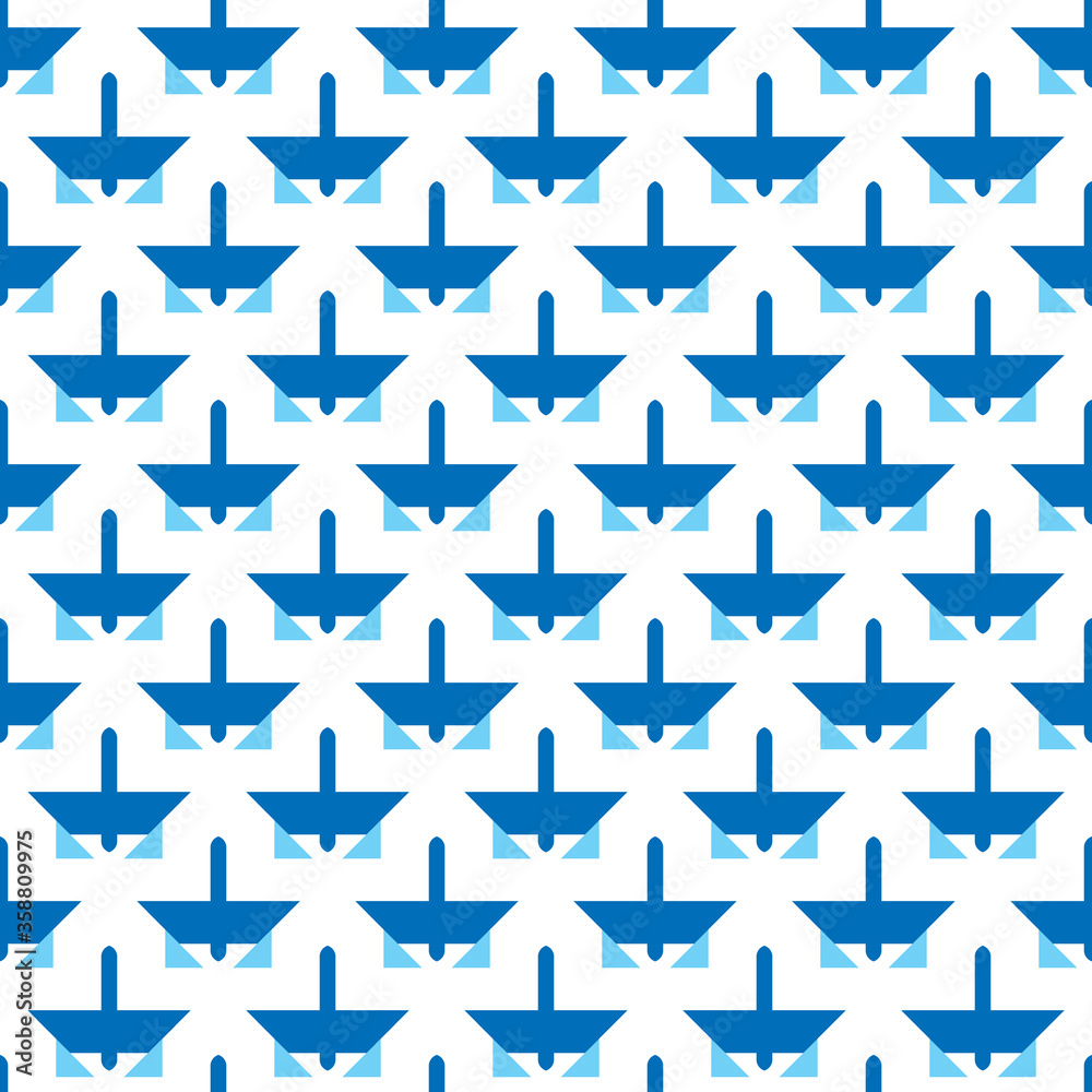 Fototapeta premium Vector seamless pattern texture background with geometric shapes, colored in blue, white colors.