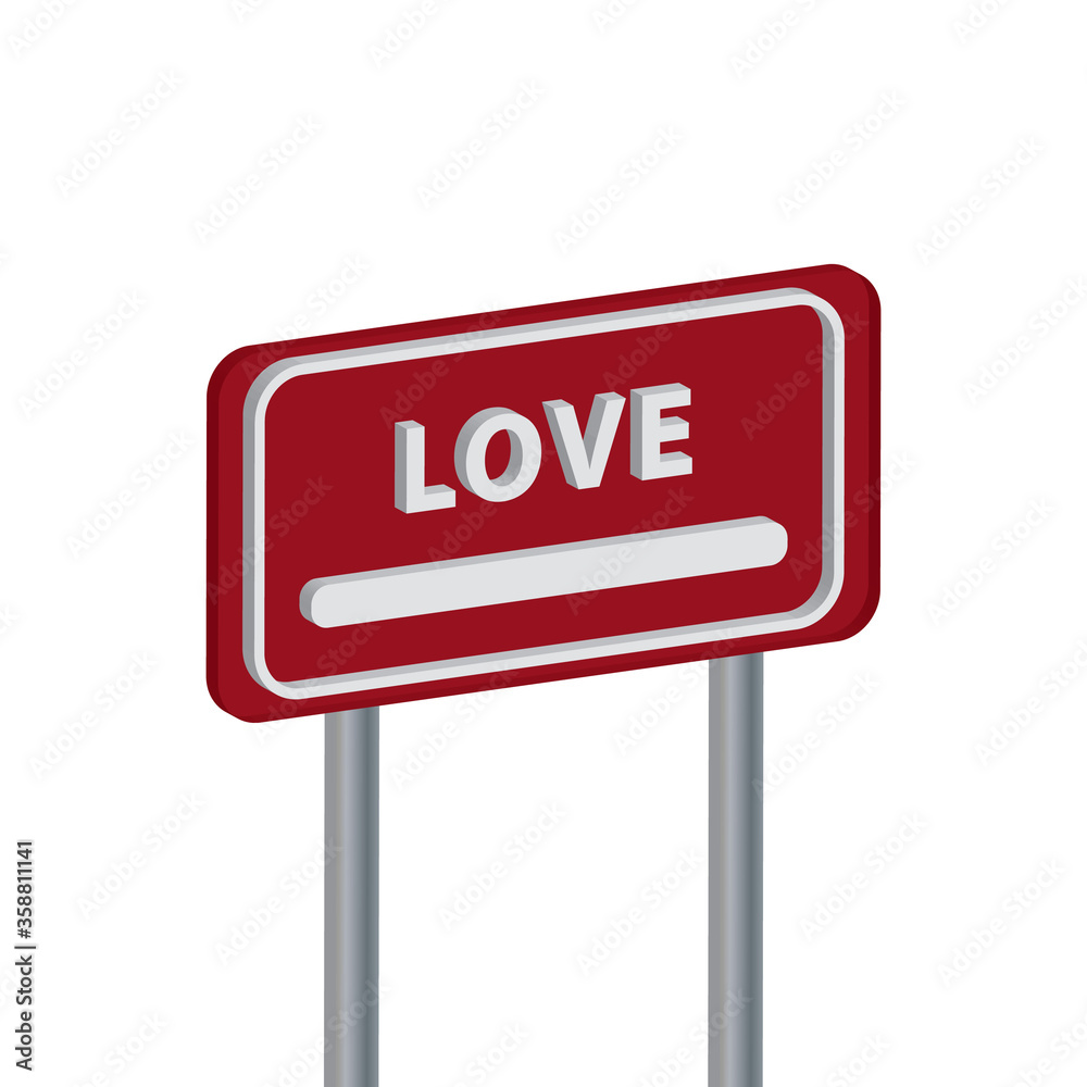 LOVE TEXT sign BORD isolated on white LOVE TEXT sign BORD isolated on white