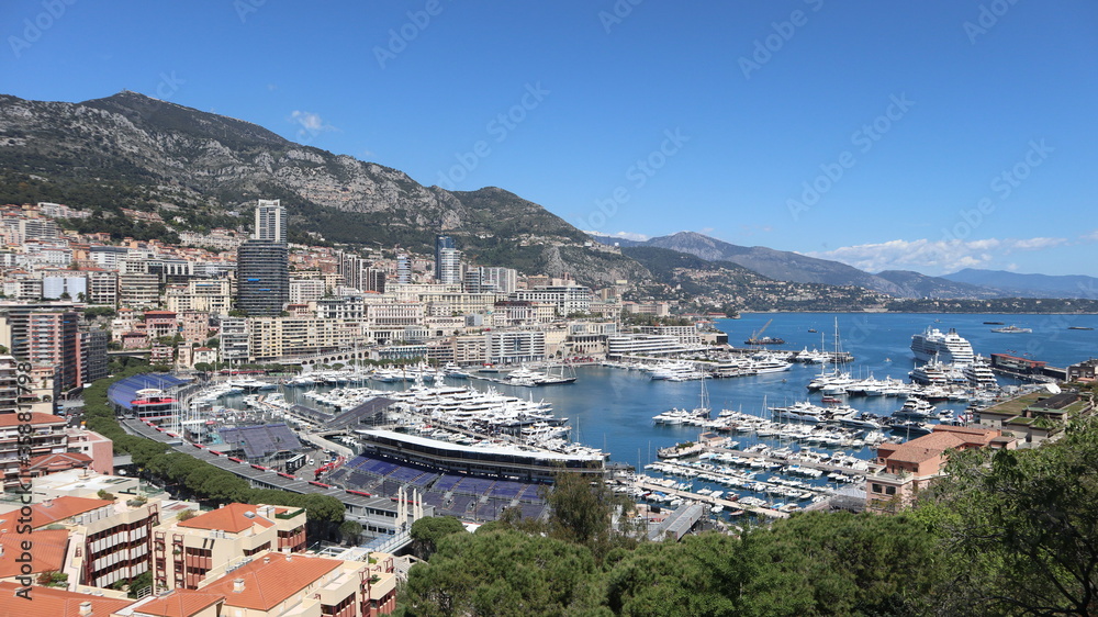 Monaco landscape view. During the Grand prix.