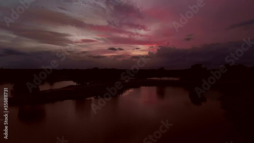 aerial view of Florida wetlands at sunset