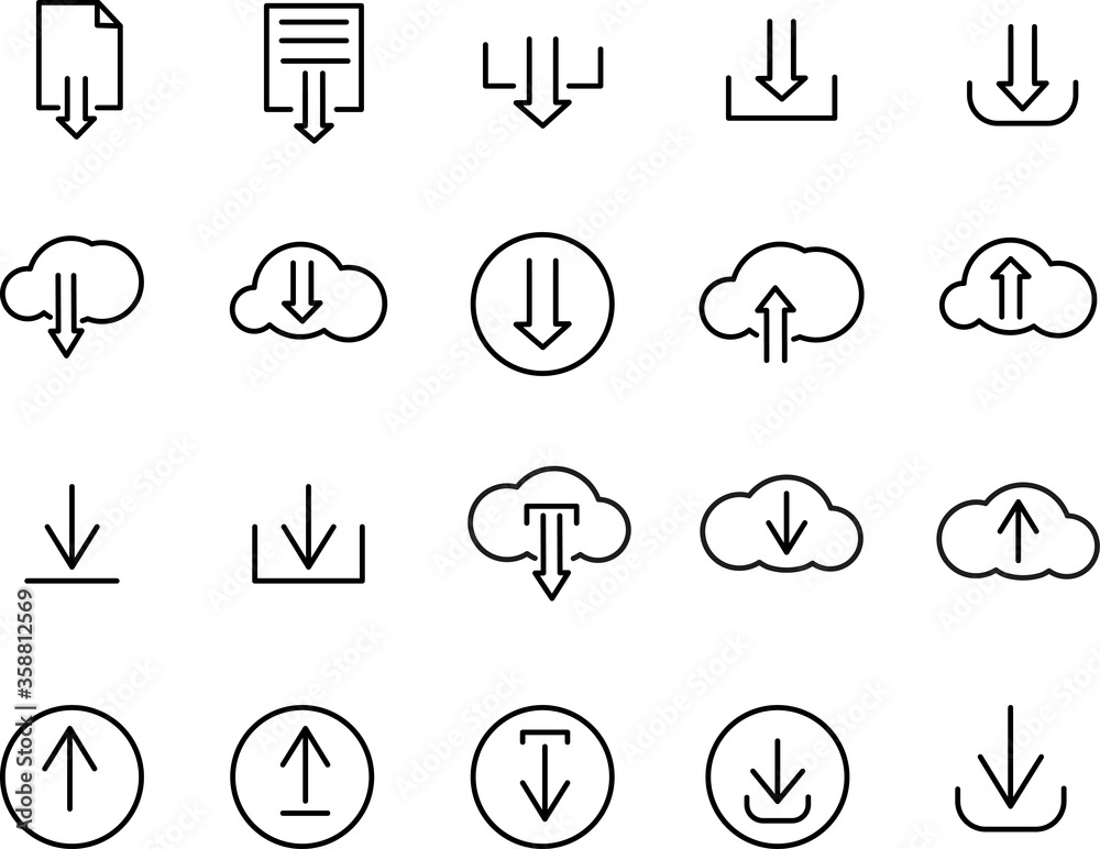 Download Icons Set Vector Illustration Download Icons Set Vector Illustration