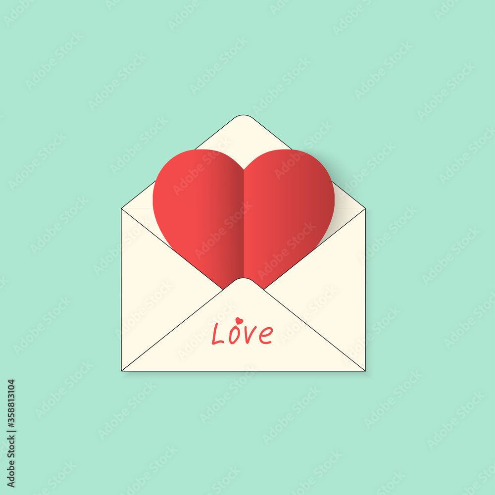 Love Envelope with Paper Hearts