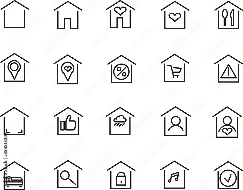 Simple collection of home related line icons. Thin line vector set of signs for infographic, logo, app development and website design. Premium symbols
