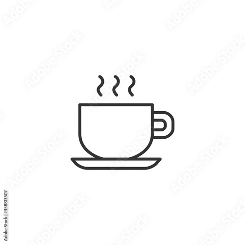 Coffee - tea cup - line icon with editable stroke. Hot drink - simple outline symbol. Vector illustration.