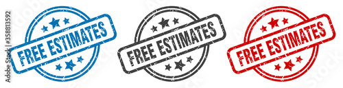 free estimates stamp. free estimates round isolated sign. free estimates label set