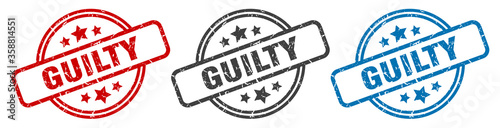 guilty stamp. guilty round isolated sign. guilty label set