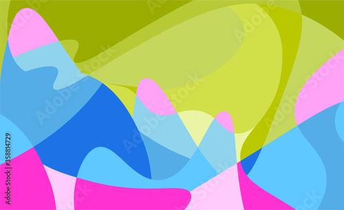 Geometric Mountain and Sunset Background  translucent waves, sea, abstract glass shapes, modern background, Trendy vector Illustration for Wallpaper, Banner, website , Card, Book Illustration, landing