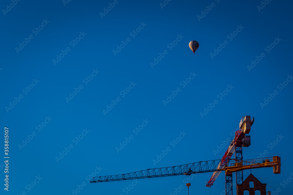 FLORENCE, TUSCANY / ITALY - DECEMBER 27 2019: Balloon in the sky in Florence