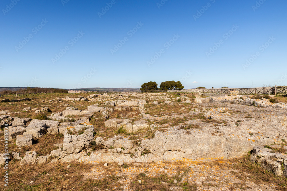 Landscapes of The Archaeological Zone - The Acropolis in Palazzolo Acreide, Province of Syracuse,Italy.