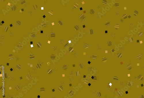 Light Green  Yellow vector template with crystals  circles  squares.