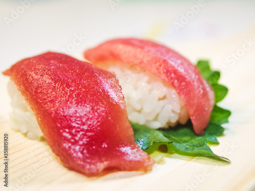 Traditional Japanese fresh colorful sushis