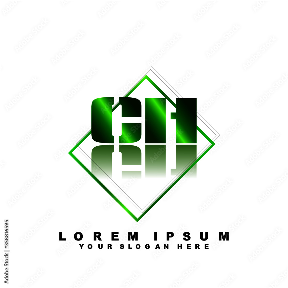 Elegant green initial CH mirror letter Stock Vector | Adobe Stock