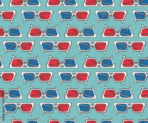 Vector seamless pattern design with 3d glasses