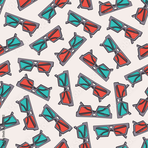 Vector seamless pattern design with 3d glasses