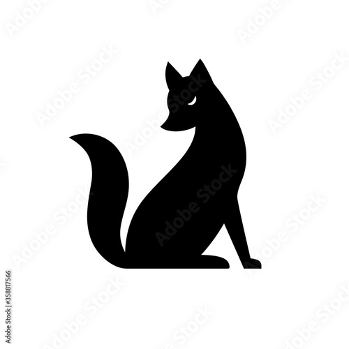Vector isolated black and white fox icon. Creative logo concept
