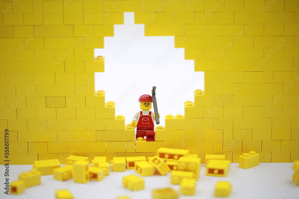 Naklejka premium Hong Kong/China, May 25 2018: Studio shot of Lego people, combine from different set in Hong Kong.Legos are a popular line of plastic construction toys manufactured by The Lego Group in Denmark