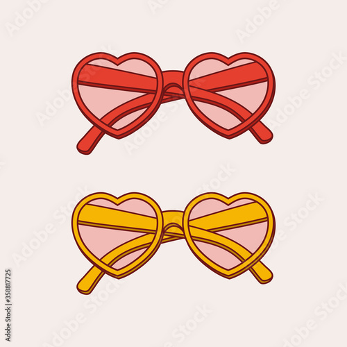 Vector hand-drawn heart shaped glasses isolated on white background
