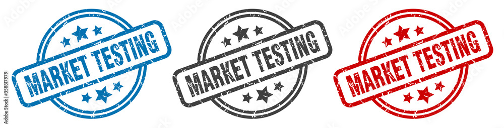market testing stamp. market testing round isolated sign. market testing label set
