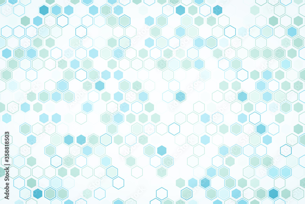 Futuristic tech illustration with hexagonal elements. Abstract hexagon background. 