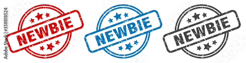 newbie stamp. newbie round isolated sign. newbie label set
