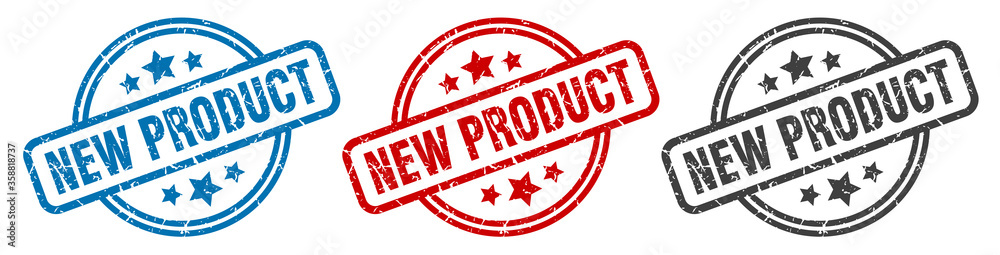 new product stamp. new product round isolated sign. new product label set