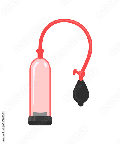 Vector illustration of sex toy on a white background. Symbol of the red item for relaxes, sex, and wellness. Template for a sex shop or erotic site.