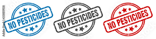 no pesticides stamp. no pesticides round isolated sign. no pesticides label set