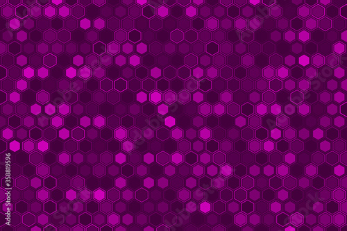 Futuristic tech illustration with hexagonal elements. Abstract hexagon background. 