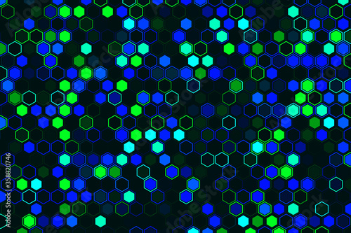 Futuristic tech illustration with hexagonal elements. Abstract hexagon background. © flexelf
