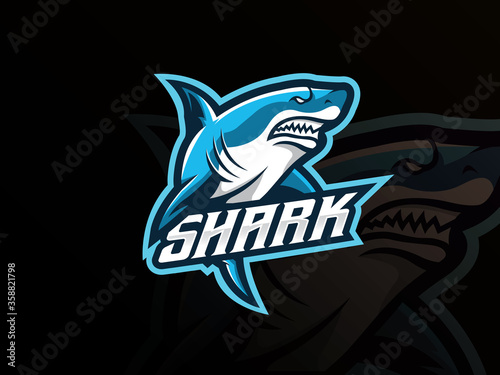 Shark mascot sport logo design