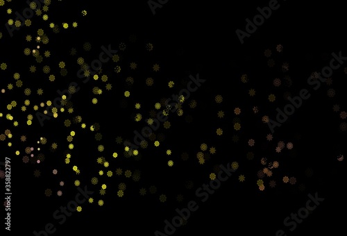 Dark Red, Yellow vector pattern with christmas snowflakes.