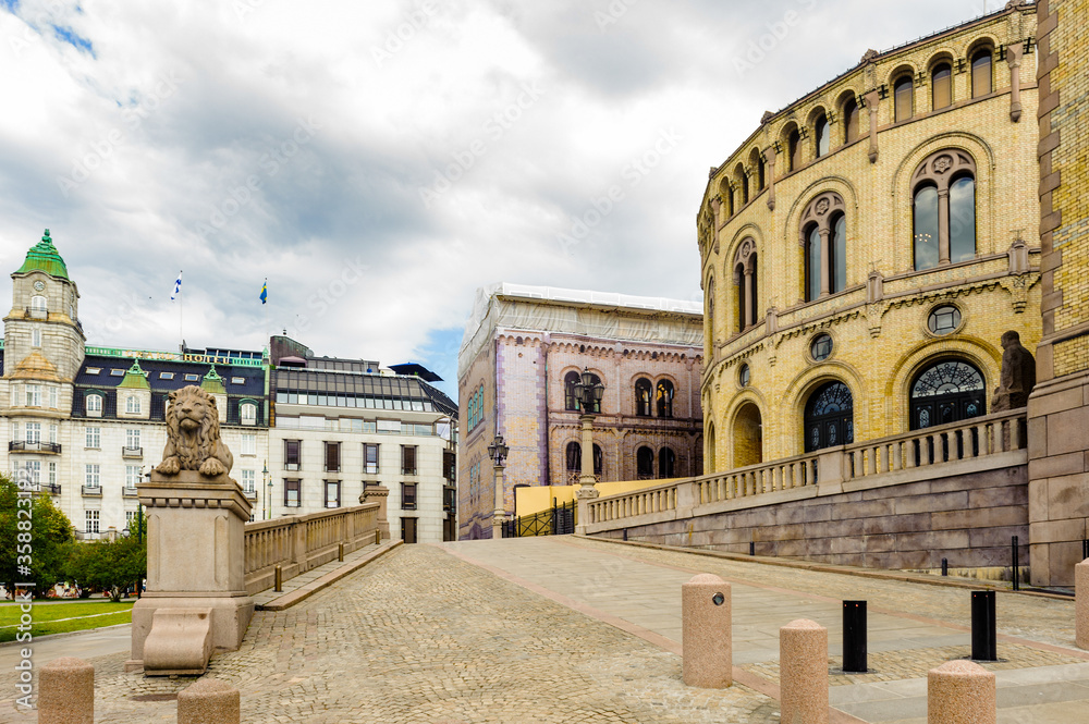 It's Stortinget, the seat of Norway's parliament, Oslo, Norway