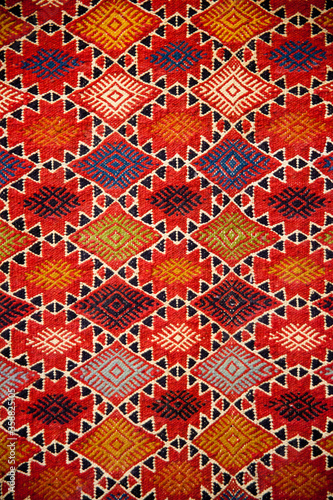 Photography Texture of the Tunisian traditional carpet, Tunisian margoum, Tunisian old rug