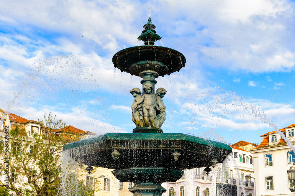It's Fountain of the Rossio Square (Pedro IV Square) in Lisbon, Portugal. The square became an important place in the city since the 13th and 14th centuries