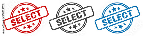 select stamp. select round isolated sign. select label set