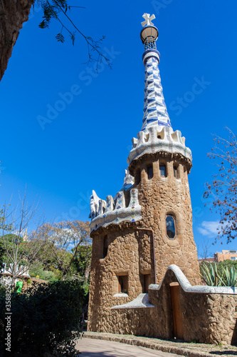 The famous Park Guell built by Antoni Gaudi in Barcelona city in Spain