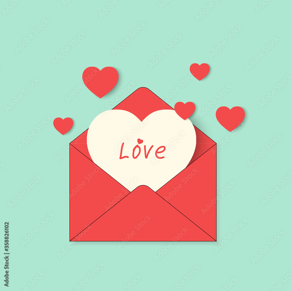 Red Envelope With Love Hearts Red Envelope With Love Hearts