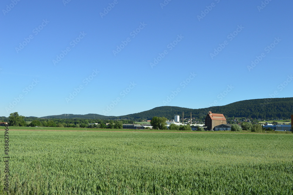 Look at the Weser hills and industrial park near Rinteln