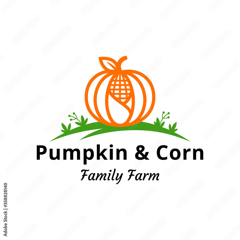 Pumpkin and Corn Farm Logo Template Pumpkin and Corn Farm Logo Template