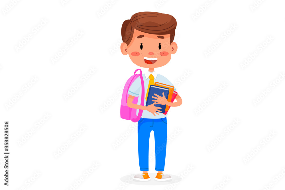 Vector children are going to school. Back to school illustration. Vector kids education illustration on white isolated background.