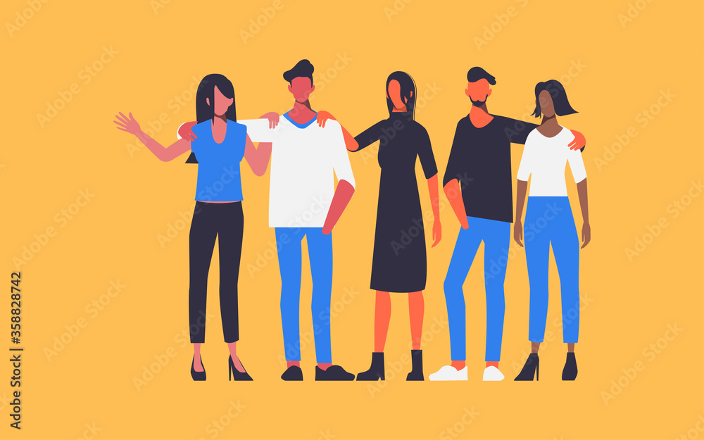 Fototapeta premium Teamwork togetherness in business people group concept Flat people design.