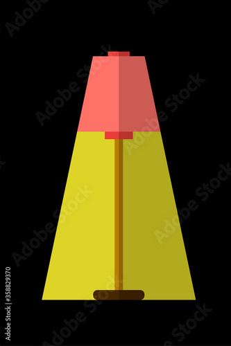 Floor lamp turned on, lighting up - flat design