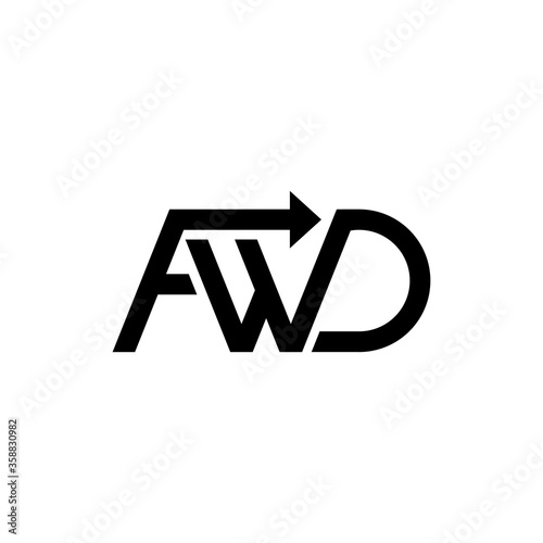 FWD letter with Arrow Forward logo design vector photo