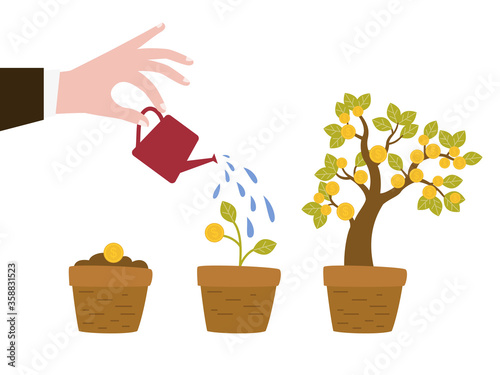 Cartoon growing money tree.