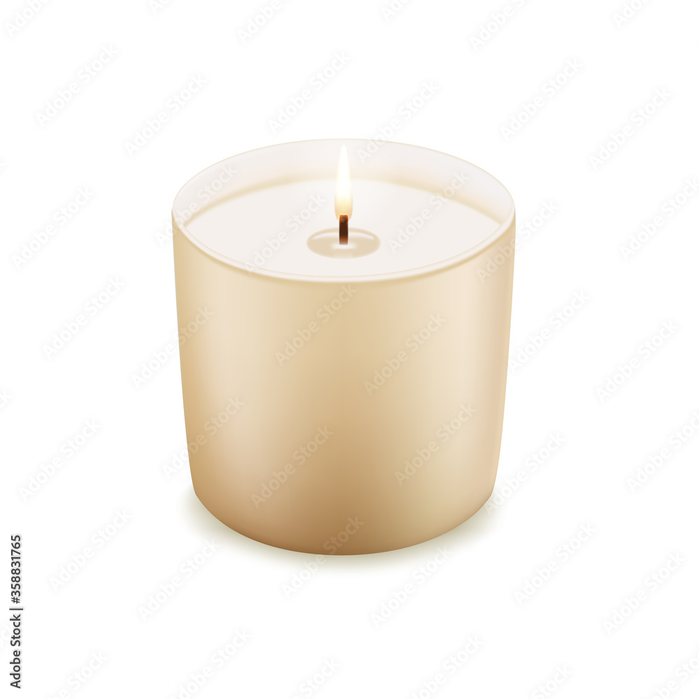 Wax candle with flame, on a white background. Vector illustration. Wax candle with flame, on a white background. Vector illustration.