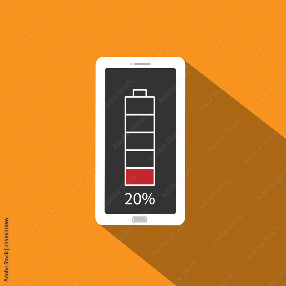 respond red battery charging icon at 20% on mobile.