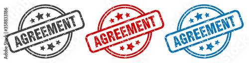 agreement stamp. agreement round isolated sign. agreement label set