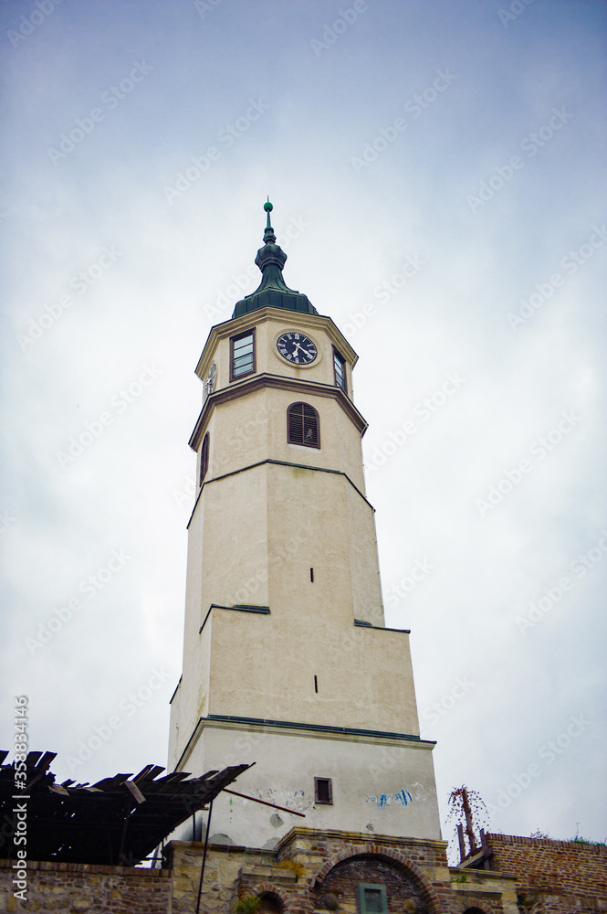 It's Clock tower of the Belgrade Fortress (Stari Grad). Belgrade Fortress - Monument of Culture of Exceptional Importance in 1979. Serbia It's Clock tower of the Belgrade Fortress (Stari Grad). Belgrade Fortress - Monument of Culture of Exceptional Importance in 1979. Serbia